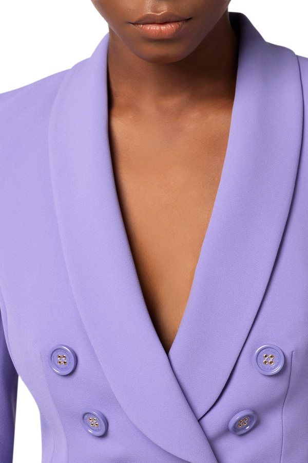 Veste à double boutonnage en crêpe avec revers châle - Elisabetta Franchi® Outlet
