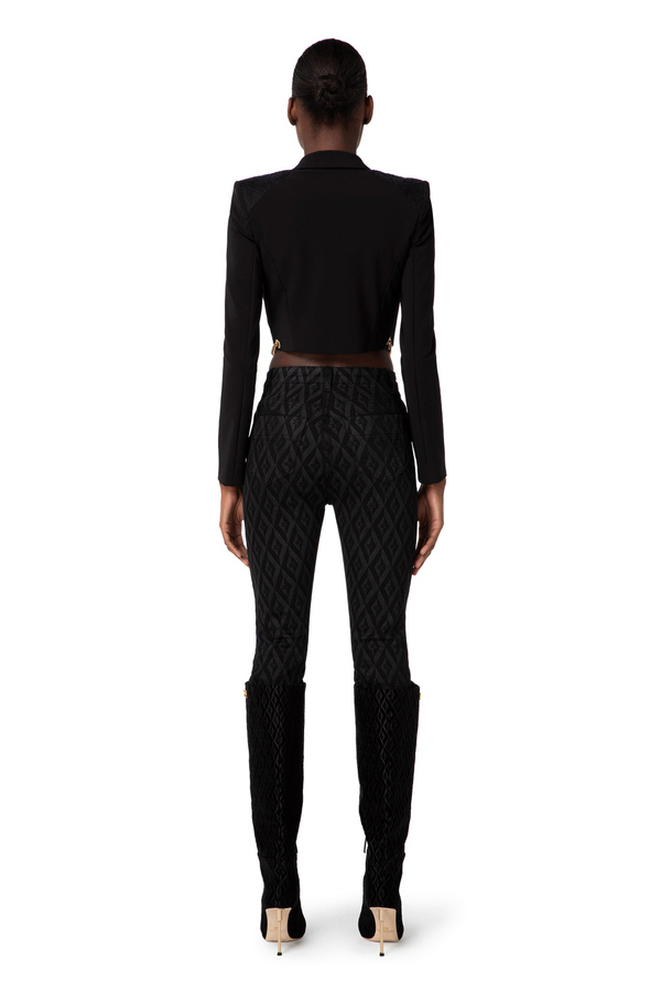 Nylon crop jacket with chains - Elisabetta Franchi® Outlet