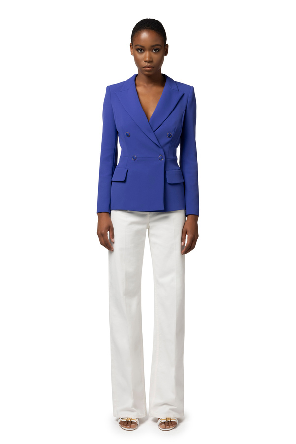 Veste à double boutonnage en crêpe avec découpe à la taille - Elisabetta Franchi® Outlet