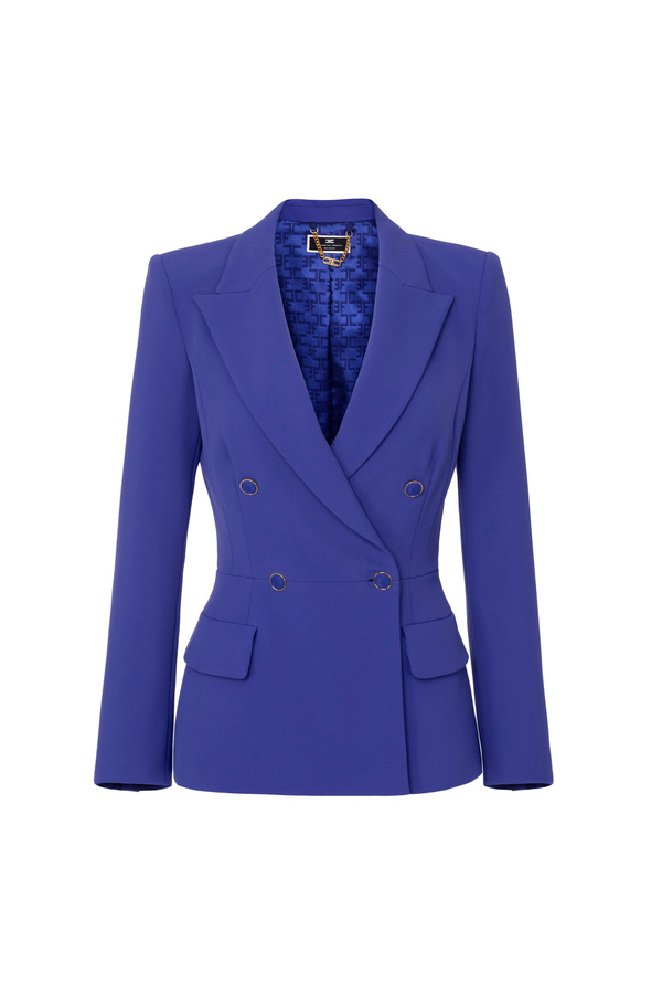Veste à double boutonnage en crêpe avec découpe à la taille - Elisabetta Franchi® Outlet