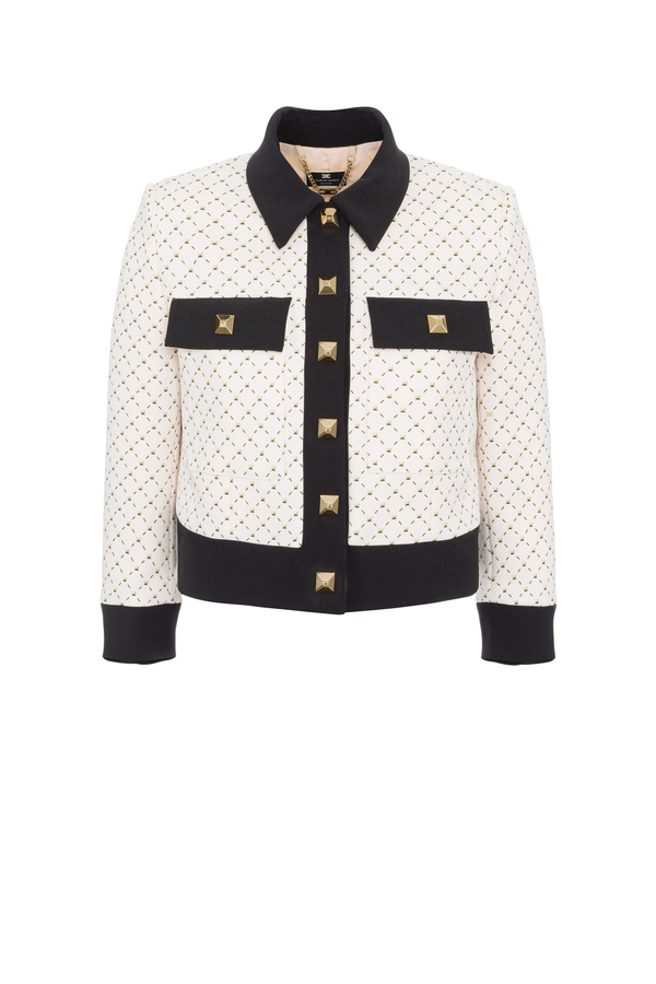 Short jacket with stud print - Elisabetta Franchi® Outlet