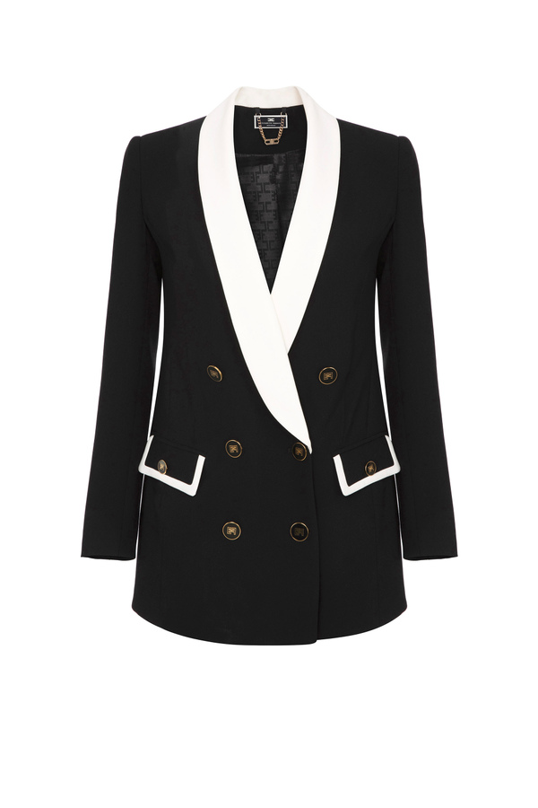 Double breasted jacket with two tone details Elisabetta Franchi Outlet