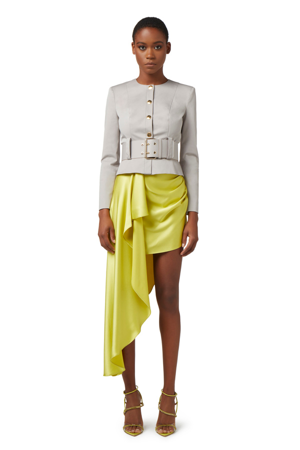 Cotton stretch jacket with belt | Elisabetta Franchi® Outlet