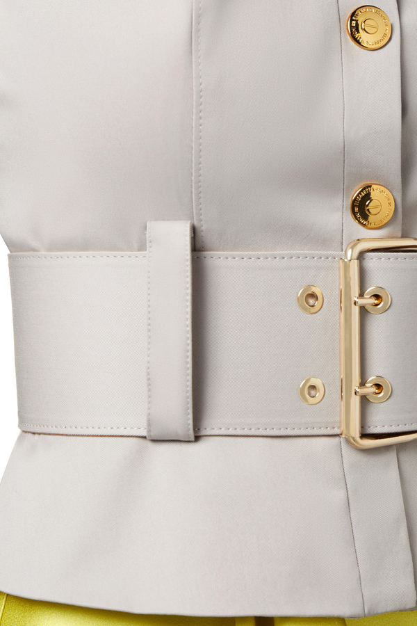 Giacca in cotone stretch con cintura - Elisabetta Franchi® Outlet