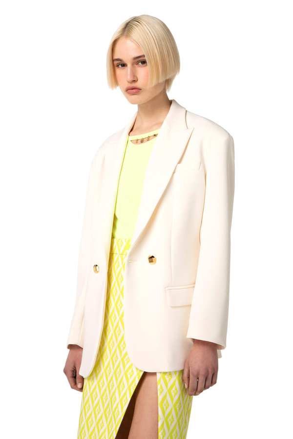 Double layer crêpe double-breasted jacket - Elisabetta Franchi® Outlet