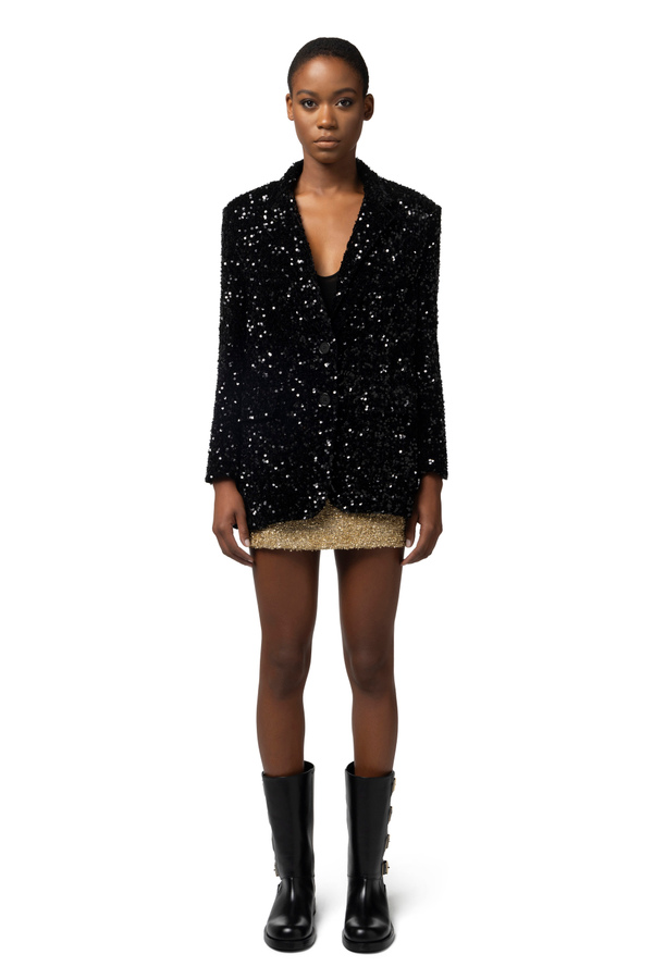 Chenille jacket with sequins - Elisabetta Franchi® Outlet