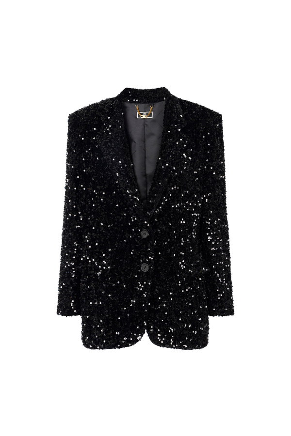 Chenille jacket with sequins - Elisabetta Franchi® Outlet