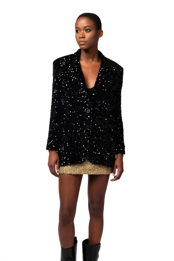 Chenille jacket with sequins - Elisabetta Franchi® Outlet