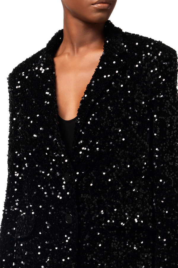 Chenille jacket with sequins - Elisabetta Franchi® Outlet