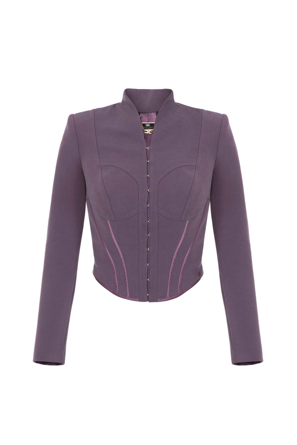 Chaqueta corte corsé de cupro - Elisabetta Franchi® Outlet