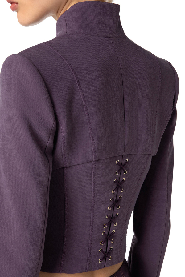 Chaqueta corte corsé de cupro - Elisabetta Franchi® Outlet