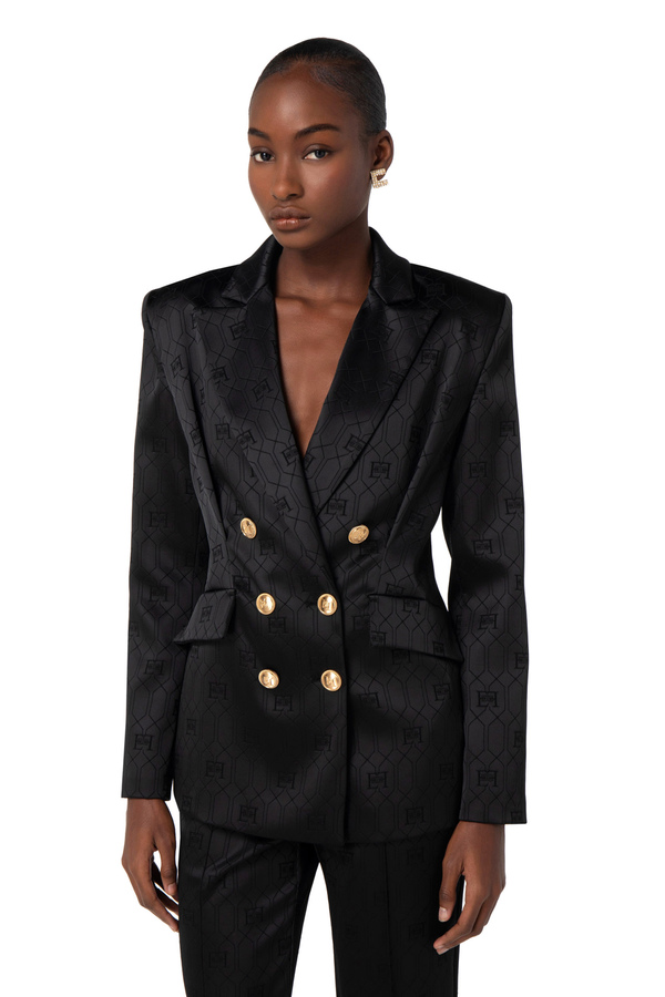 Satin double-breasted jacket - Elisabetta Franchi® Outlet