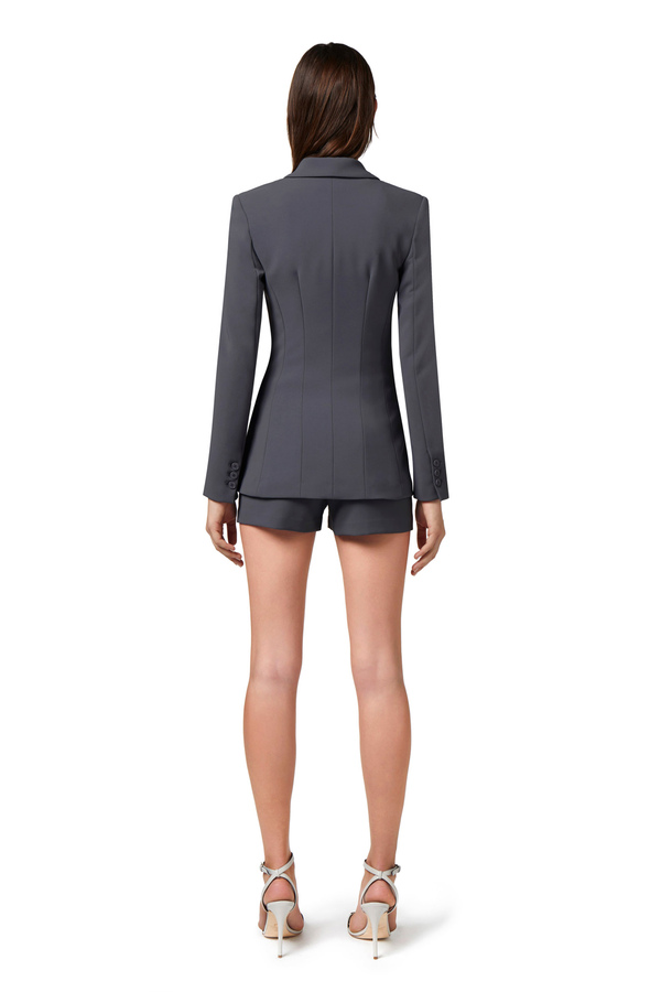 Jacke aus Stretch-Crêpe mit steigendem Revers - Elisabetta Franchi® Outlet
