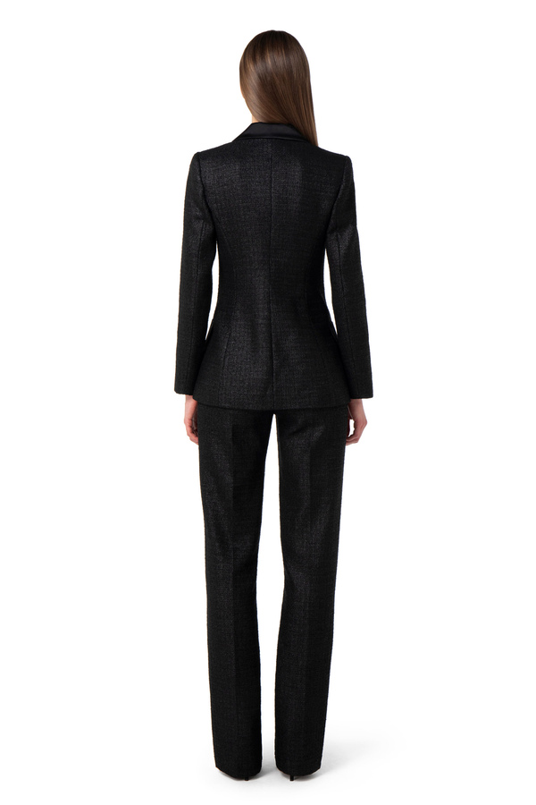 Laminated tweed double-breasted jacket - Elisabetta Franchi® Outlet