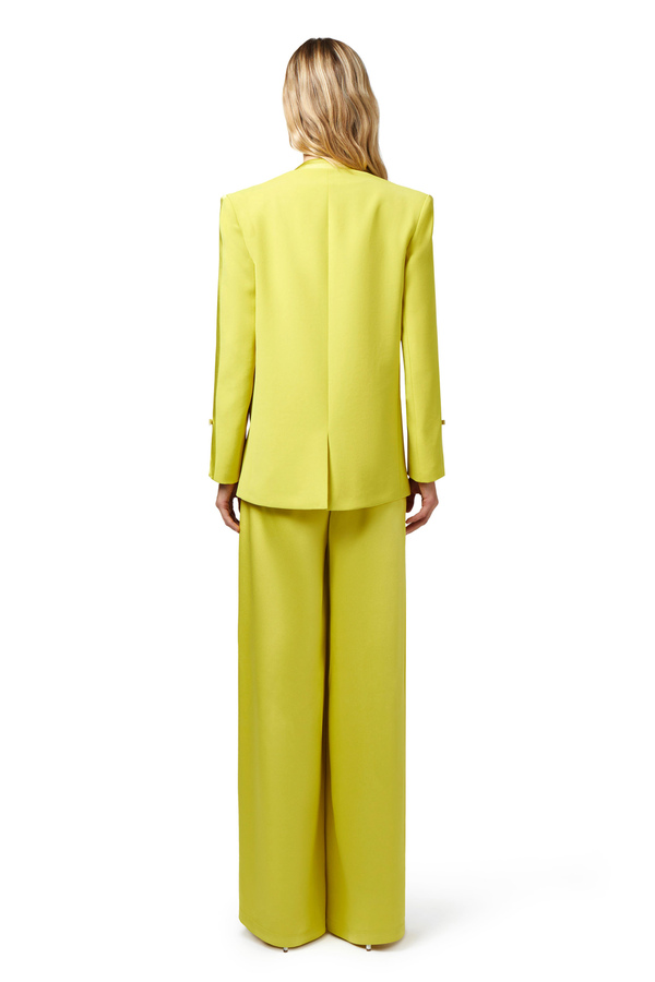 Giacca doppiopetto in crêpe con revers in raso - Elisabetta Franchi® Outlet
