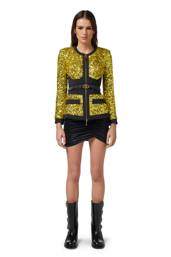 Sequin jacket with bodice - Elisabetta Franchi® Outlet