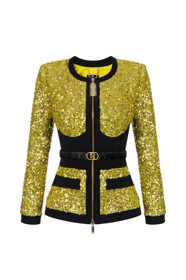 Sequin jacket with bodice - Elisabetta Franchi® Outlet
