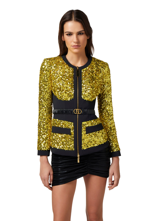 Sequin jacket with bodice - Elisabetta Franchi® Outlet