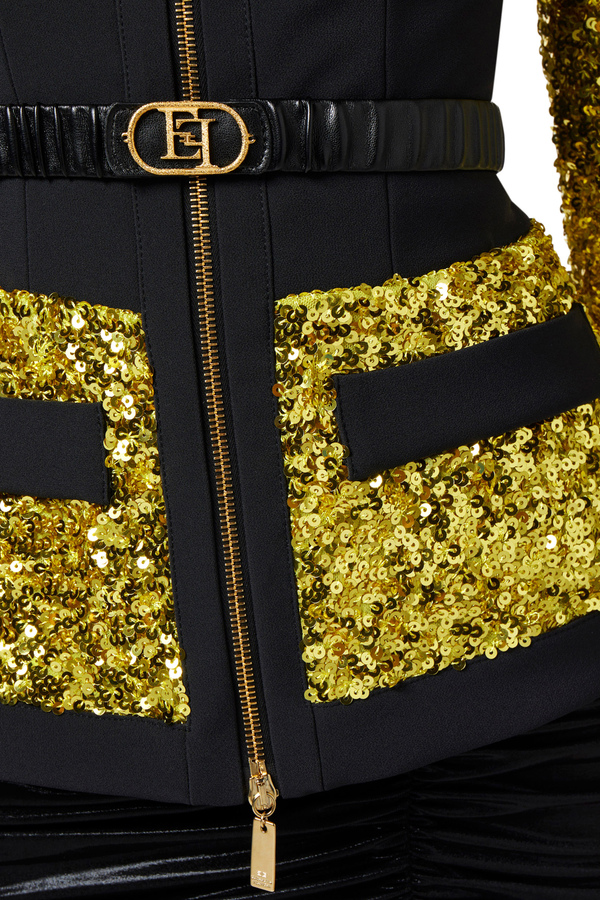 Sequin jacket with bodice - Elisabetta Franchi® Outlet
