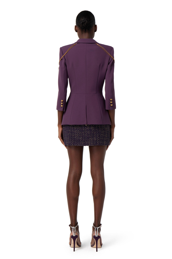 Slim fit jacket in crêpe fabric with buttons - Elisabetta Franchi® Outlet