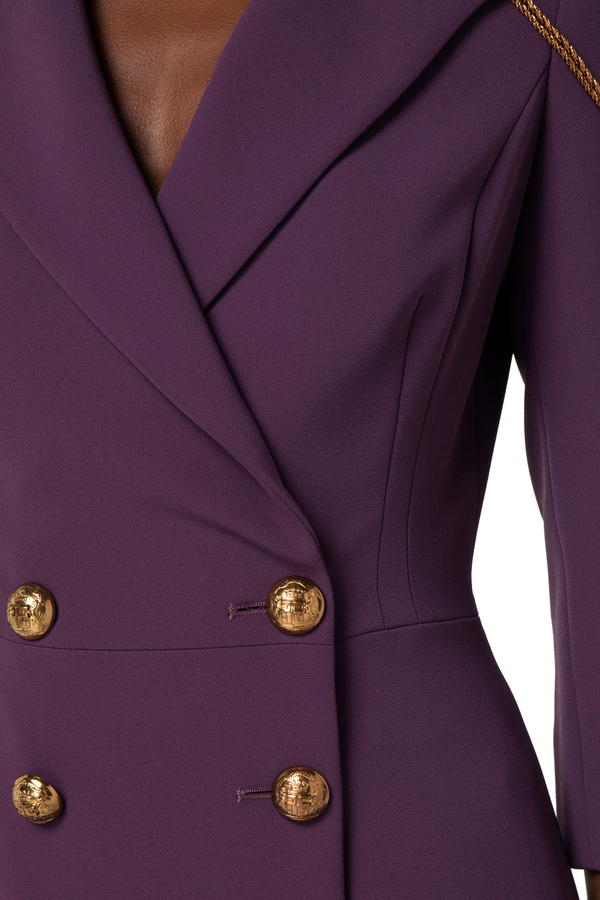 Slim fit jacket in crêpe fabric with buttons - Elisabetta Franchi® Outlet