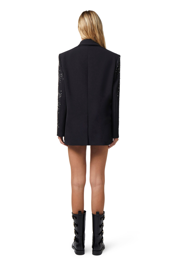 Crêpe jacket with rhinestone embroidery - Elisabetta Franchi® Outlet