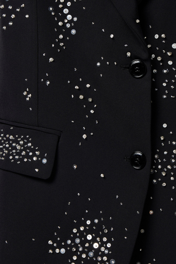 Crêpe jacket with rhinestone embroidery - Elisabetta Franchi® Outlet