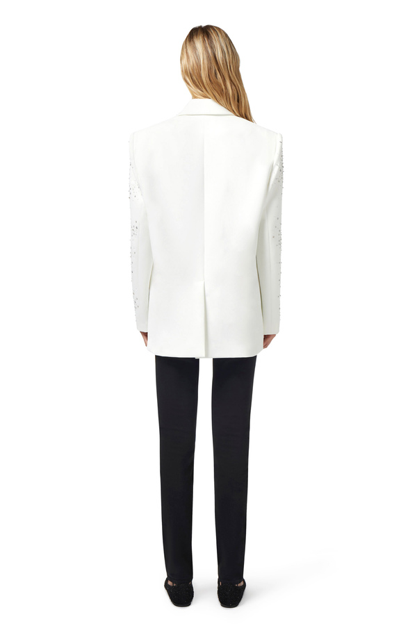Crêpe jacket with rhinestone embroidery - Elisabetta Franchi® Outlet