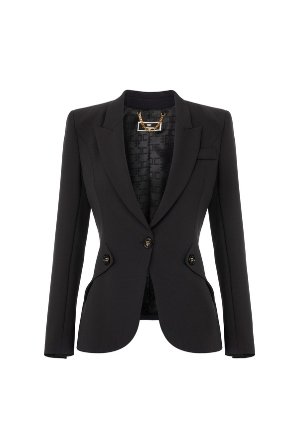 Double layer crêpe jacket with flaps - Elisabetta Franchi® Outlet