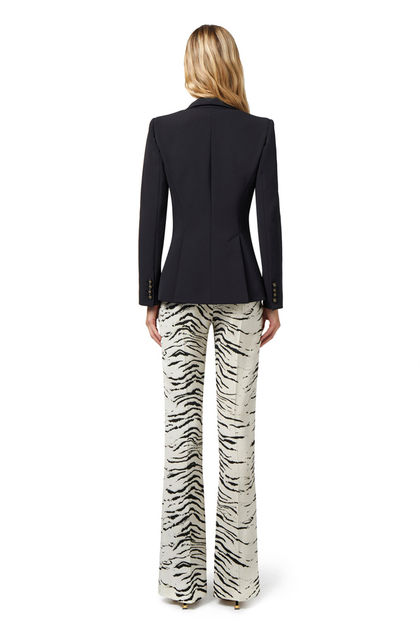 Double layer crêpe jacket with flaps - Elisabetta Franchi® Outlet