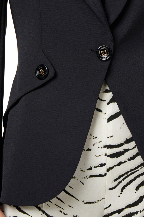 Double layer crêpe jacket with flaps - Elisabetta Franchi® Outlet