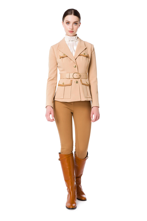 Military jacket with pockets and belt - Elisabetta Franchi® Outlet
