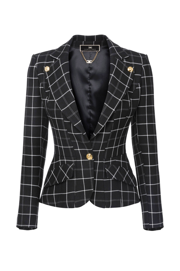 Check patterned fabric jacket - Elisabetta Franchi® Outlet