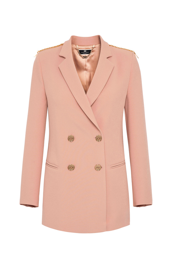 Double-breasted jacket with gold metal stirrups - Elisabetta Franchi® Outlet