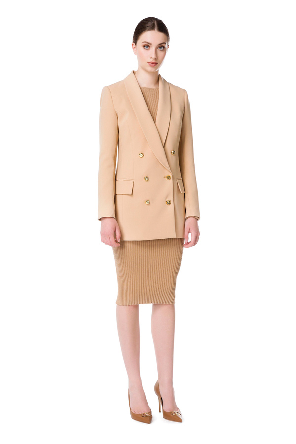 Elisabetta Franchi long jacket with gold buttons - Elisabetta Franchi® Outlet