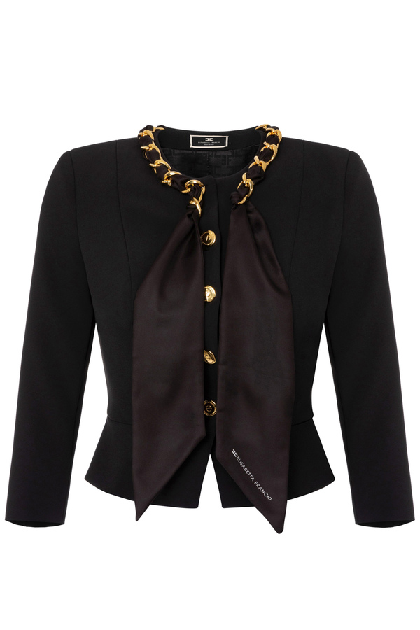 Giacca in crêpe con catena foulard - Elisabetta Franchi® Outlet