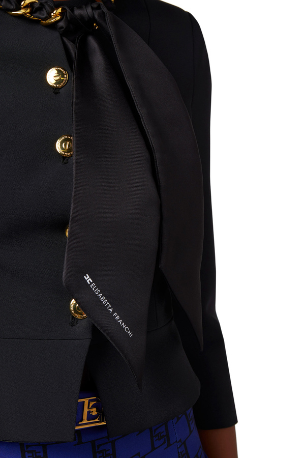 Giacca in crêpe con catena foulard - Elisabetta Franchi® Outlet