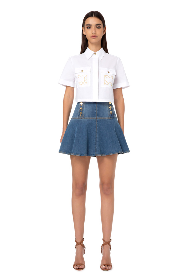 Miniskirt with buttons on the hips - Elisabetta Franchi® Outlet