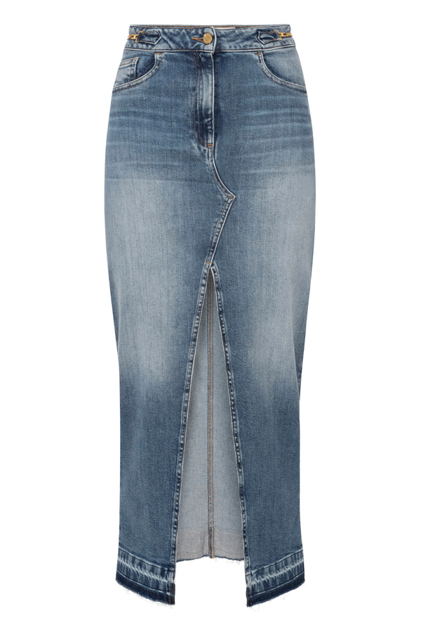 Gonna lunga in denim - Elisabetta Franchi® Outlet