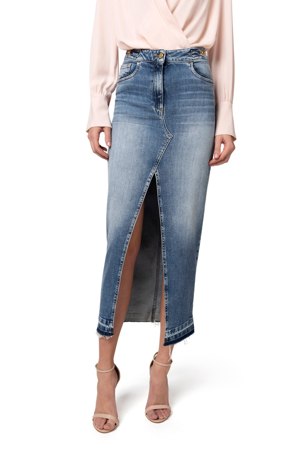 Gonna lunga in denim - Elisabetta Franchi® Outlet