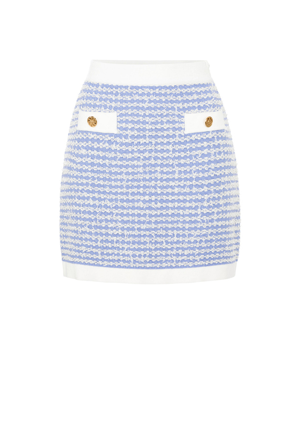 Mini-jupe en tweed bicolore - Elisabetta Franchi® Outlet