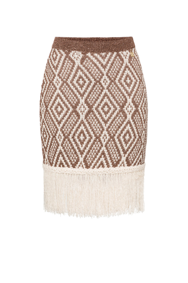 Ethnic mini skirt with fringes - Elisabetta Franchi® Outlet