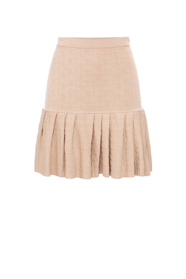 Embossed monogram flounced mini skirt - Elisabetta Franchi® Outlet