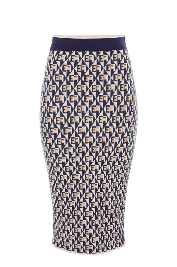 Pencil skirt with diamond pattern - Elisabetta Franchi® Outlet