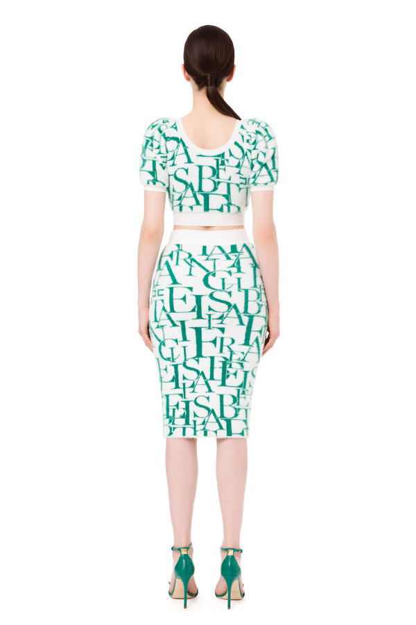 Pencil skirt with lettering pattern - Elisabetta Franchi® Outlet