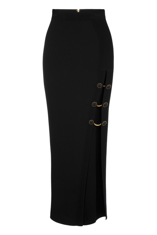 Shiny viscose long dress with cufflink buttons | Elisabetta