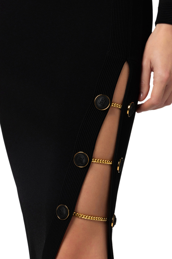 Shiny viscose long dress with cufflink buttons | Elisabetta