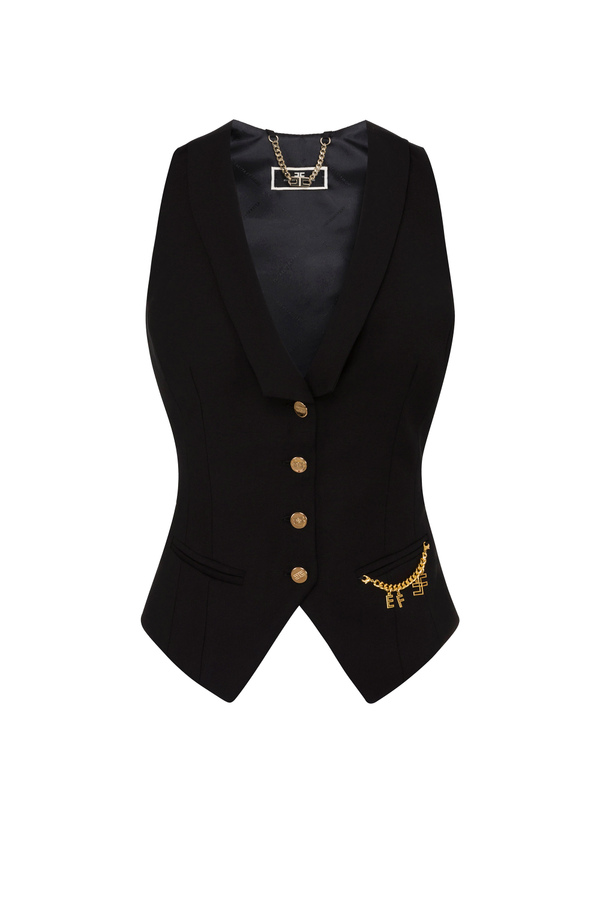 Sleeveless waistcoat with charms chain - Elisabetta Franchi® Outlet