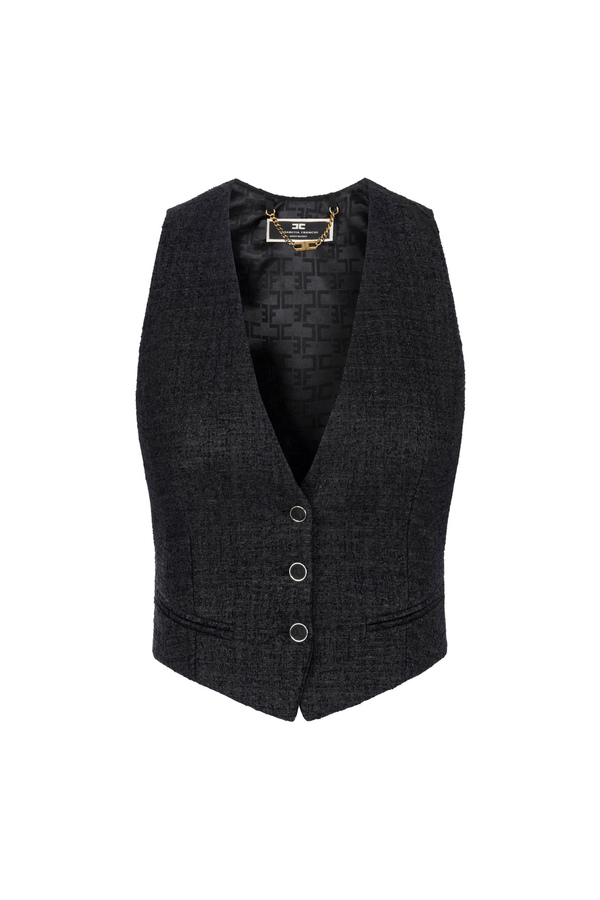 Laminated tweed waistcoat - Elisabetta Franchi® Outlet