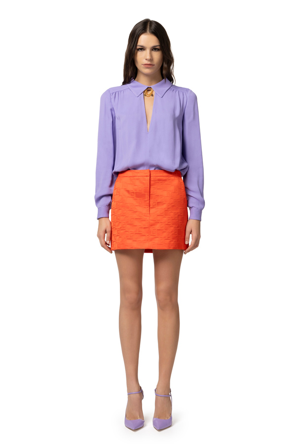 Jacquard satin miniskirt - Elisabetta Franchi® Outlet